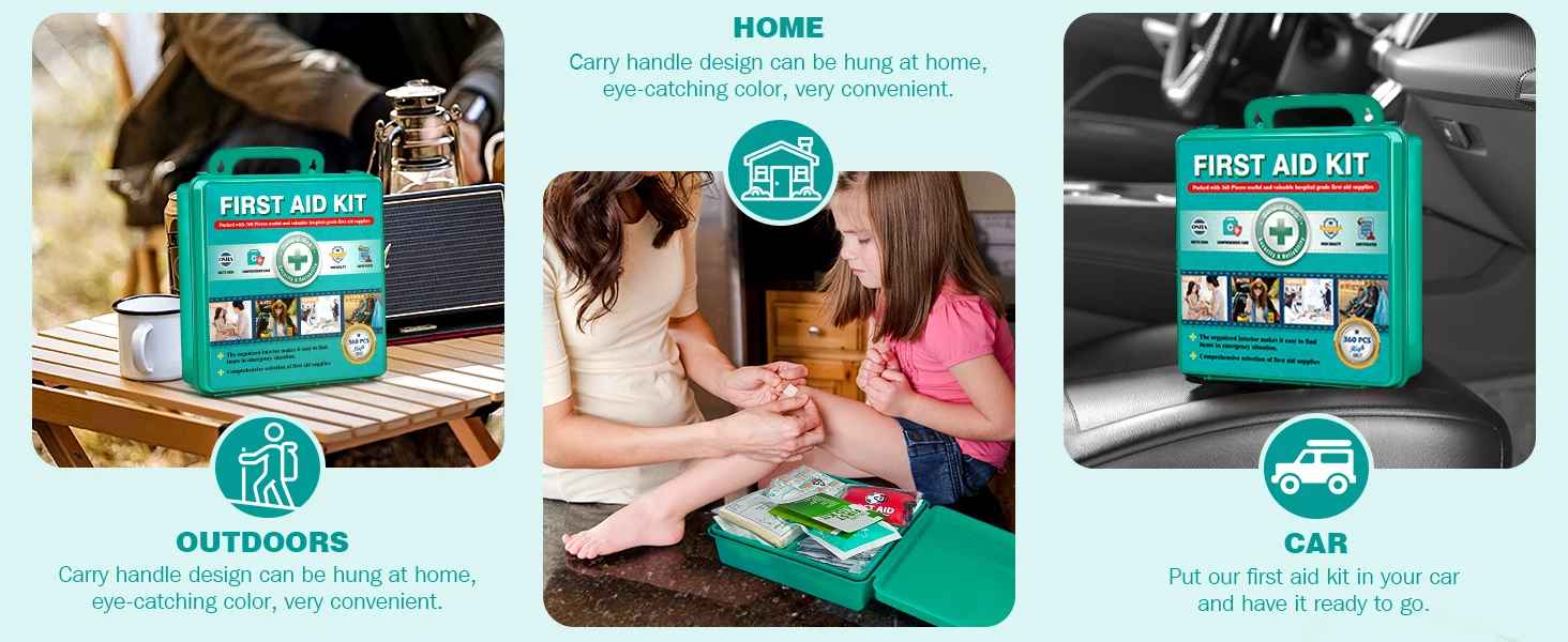 ANSI 2021 Complete 360PCS Eco-Friendly Medical Supplies Waterproof Case First Aid Kit Portable for Emergency Care