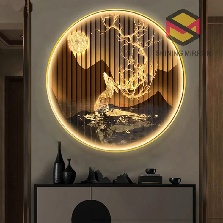 Customized Decorative 3d 5d   Art Pictures with aluminum frame  Led Lighted wall hanging painting