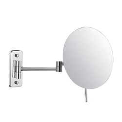 Kaiiy Makeup Mirror Single Sided Wall Mounted Double Bares Round Bathroom Cosmetic Mirror