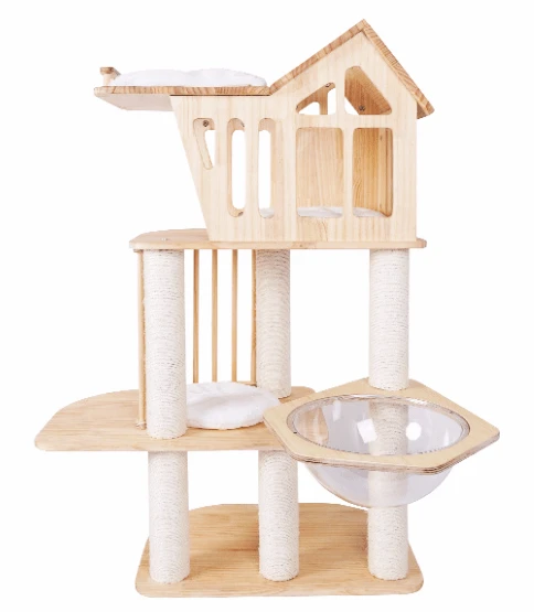 In Stock Vertical post Wooden rack Pet toy Cat climbing rack  Large cat tree
