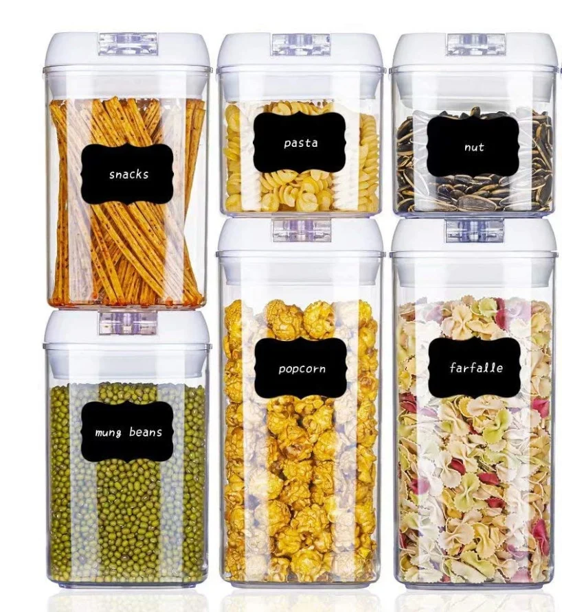 OWNSEING Food Storage Container 6PCS Kitchen Plastic Canister For Flour BPA Free Plastic Cereal Containers With Easy Open Lids