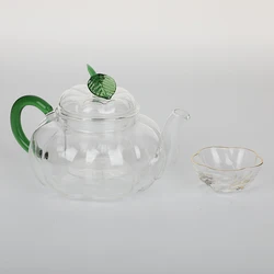 Wholesale Heat Resistant Glass 520ml Clear Tea Pot With 90ml Cup Set Suit Tea Drinkware set