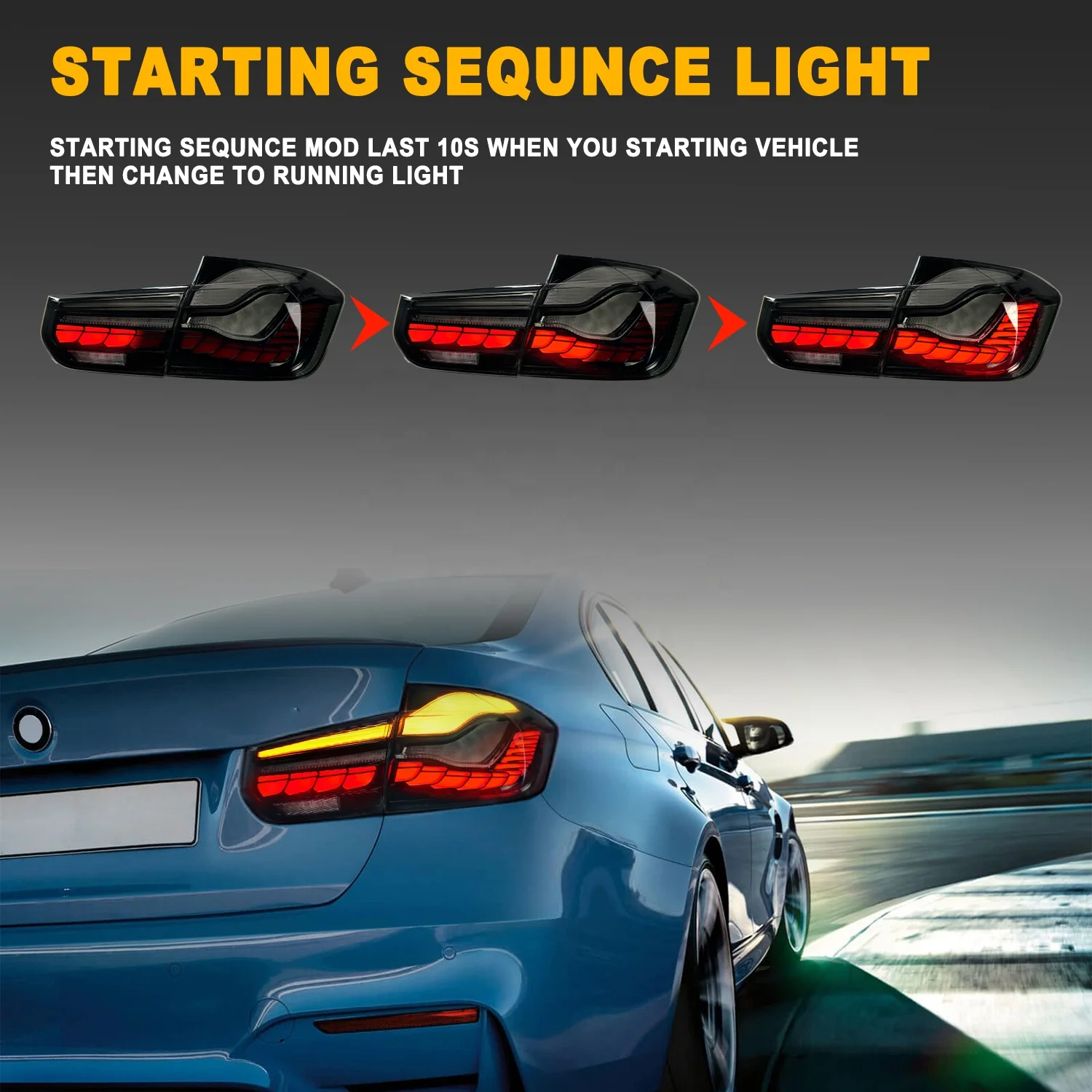  For BMW 3 series led taillight M3 design look with the starting sequence DRL taillamp 2013-2018 F30 F35