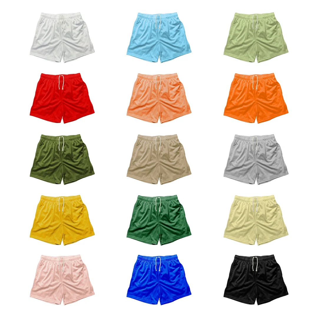 Manufacturer High Quality Printed Plain Polyester Gym Blank 5 Inch Inseam Basketball Shorts Custom Men Double Layer Mesh Shorts