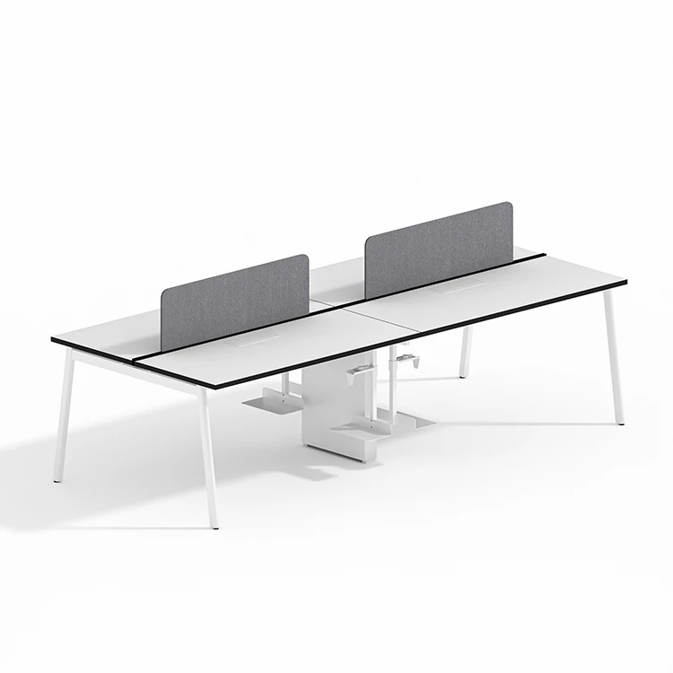 Modern Modular Multi-desk 4 Person Office Workstation Office Furniture Cubicle With Cabinet In the Middle