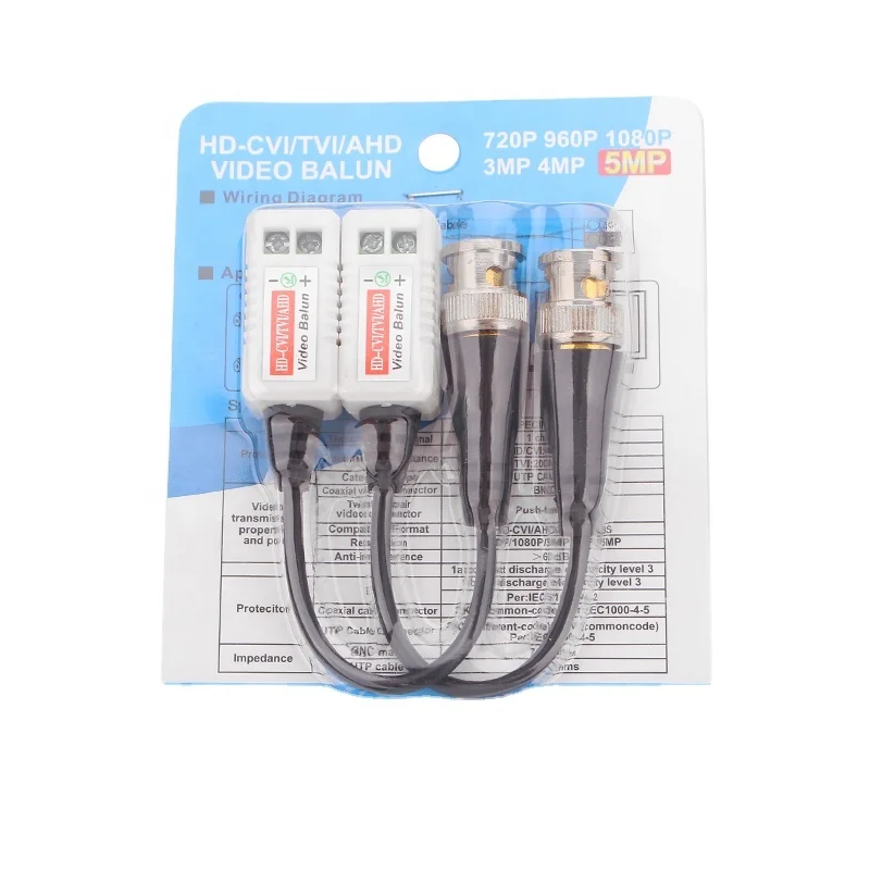 
5mp 1080p coaxial 1ch passive utp male bnc balun twisted pair transmitter hd/cvbs Screw interface video balun for cctv system 