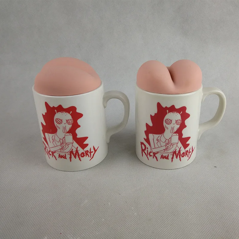 Wholesale Cartoon Cute Mugs Ceramic Coffee Rick and Morty Ceramic Coffee Mug with Silicone Bum Lid