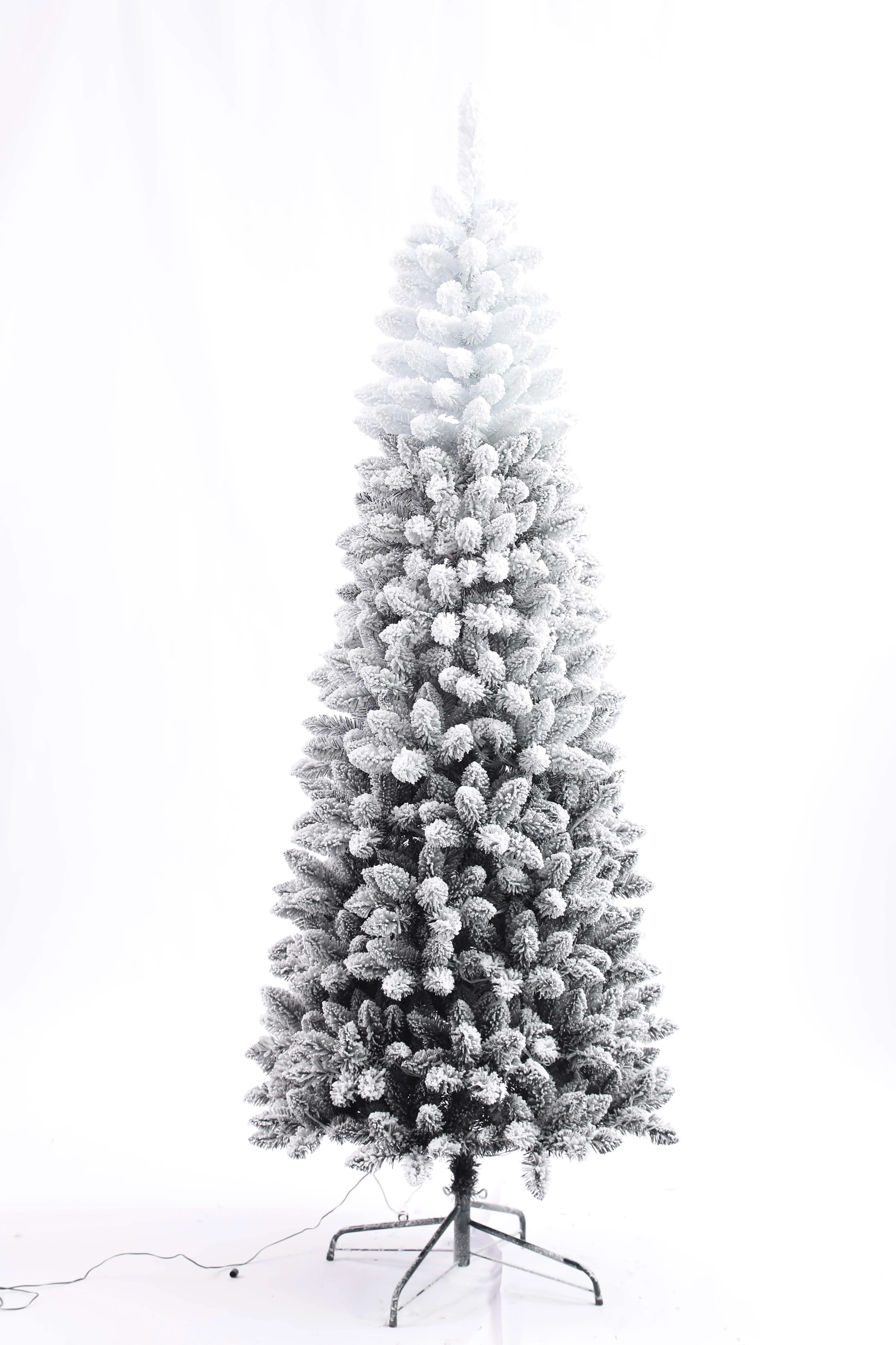 Pre-lit Whole sale Artificial Christmas tree flocking tree black &pink color hinged style  metal stand for Xmas home party use