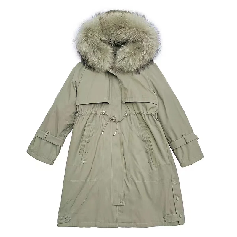 High-end ladies pie overcomes 2021 Korean hot style ladys long warm down coat