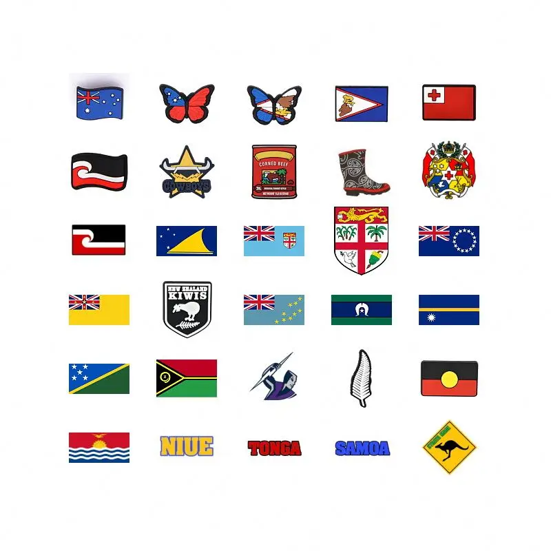 Cook island flag clog charm Maori for custom shoe lace Rarotonga tag Samoan Tonga decoration