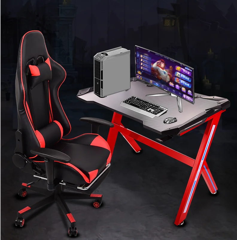 Оптовая продажа игровой настольный компьютер HM-001 гоночный стол с RGB подсветкой для