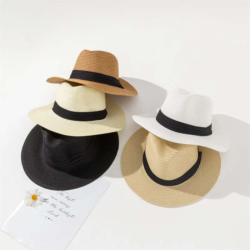 Hot sale summer beach hats wholesale custom women men paper panama straw hat