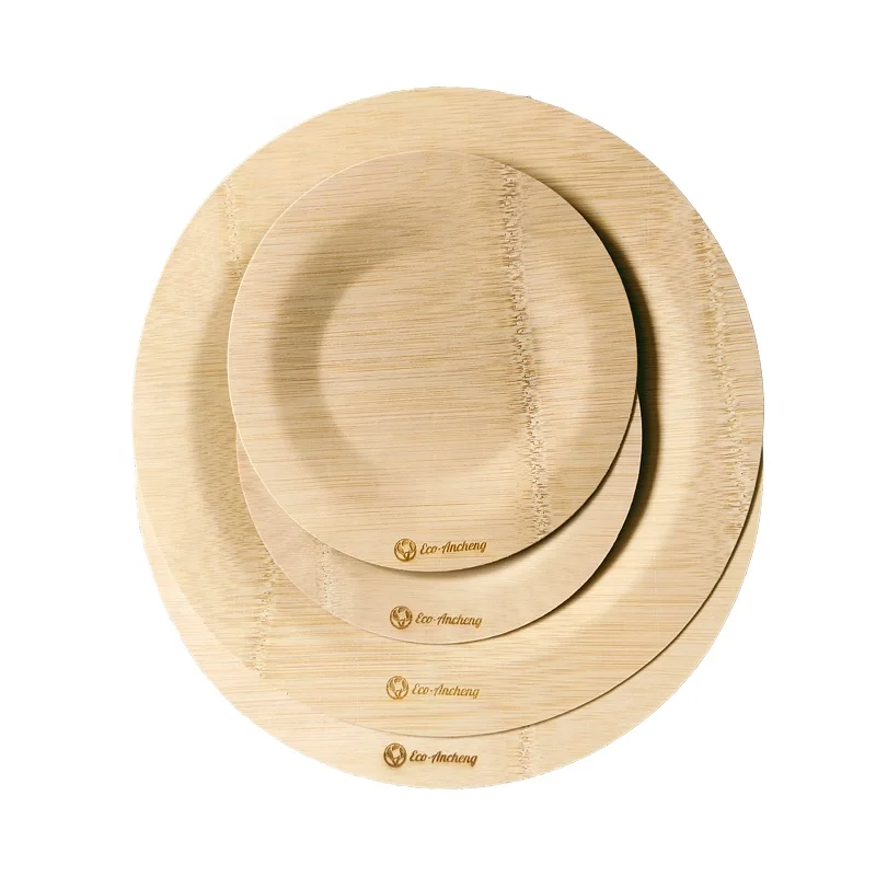 
100% natural recycled disposable 9inch round bamboo plates biodegradable 