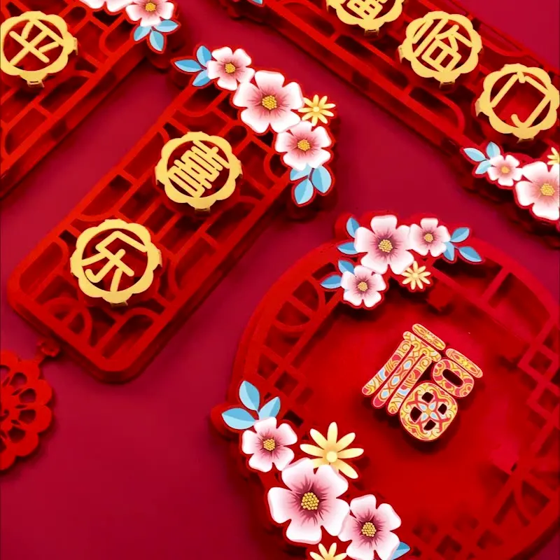 2023 New Creative 3D Rabbit Year Felt Couplet Spring Festival New Years Day Door Decal Decoration