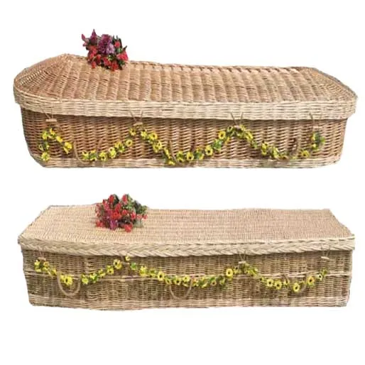 Eco-friendly Pod Light Weight Angular and Tapered Cane Basket Wicker Coffin Casket for Natural Burial