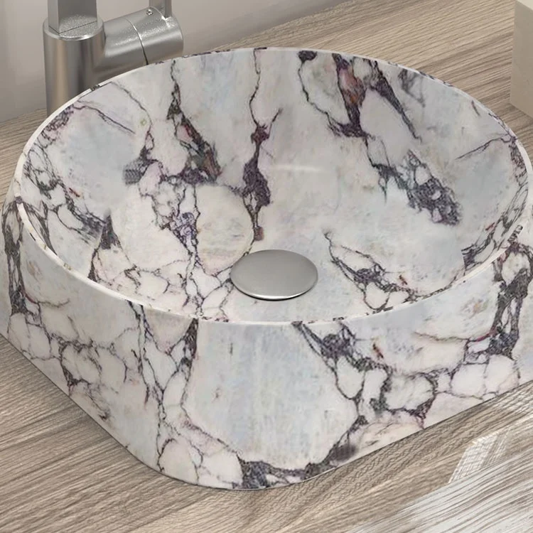 Exclusive Style Bathroom Washsink Italian Calacatta Viola Marble Deep Top Mount Washing Sink Vessel Sink
