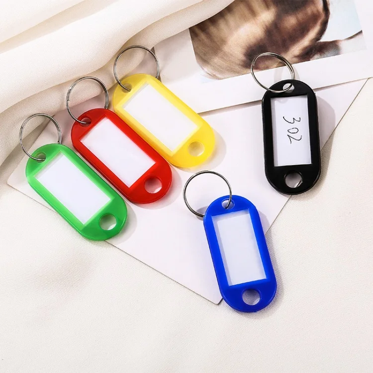 Accepted Customization Multi Colors Plastic Key Label Name Key ID Labels With Split Ring Keychain Key Tags Holder In Workplace