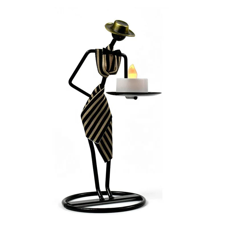 Creative western style etiquette waiter character candle holder home hotel restaurant decorations