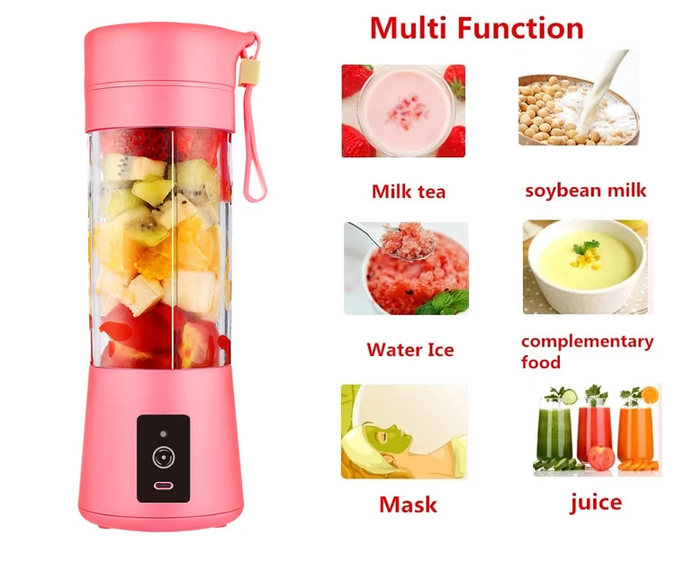 380 ml Mini Portable Blender Cup Electric Fruit Juicer Extractor Machine Rechargeable Juice Maker Dispenser Bottles 150W 6 Blade