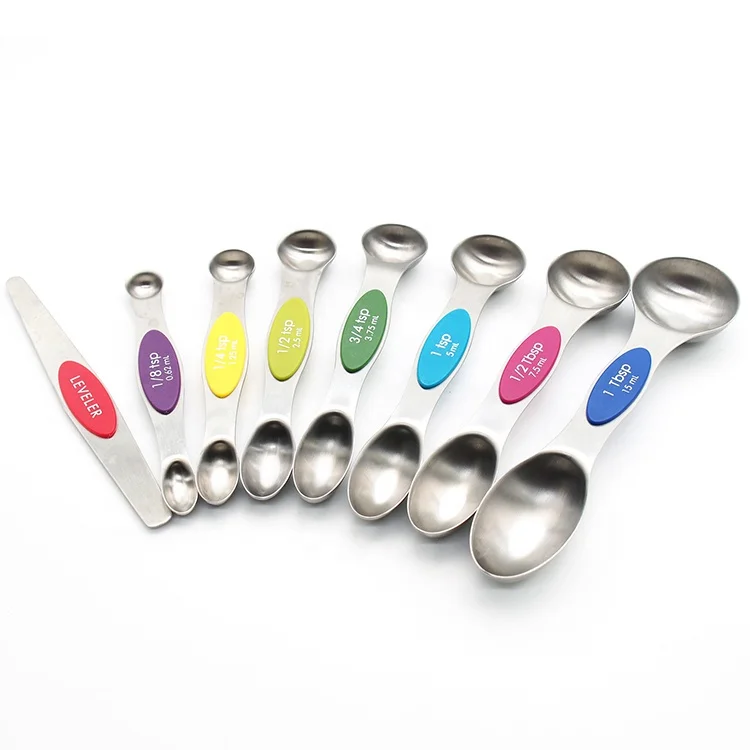 Wholesale Amazon Top Seller Magnetic Measuring Spoons Set Stainless Steel Measuring Spoon 8 Of Set with Leveler