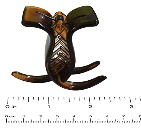 French Small Three Teeth Tortoise Brown Shell Pony Fish Style Strong Grip Jaw Hair Claw Clip Clamp