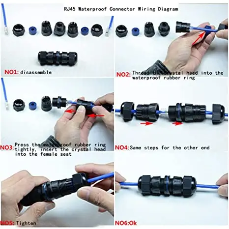 [GIET] Z2-6A M20 RJ45 Waterproof Connector IP68 Ethernet LAN Extension Cable Coupler Network Double Pass CAT6 CAT5E CAT5