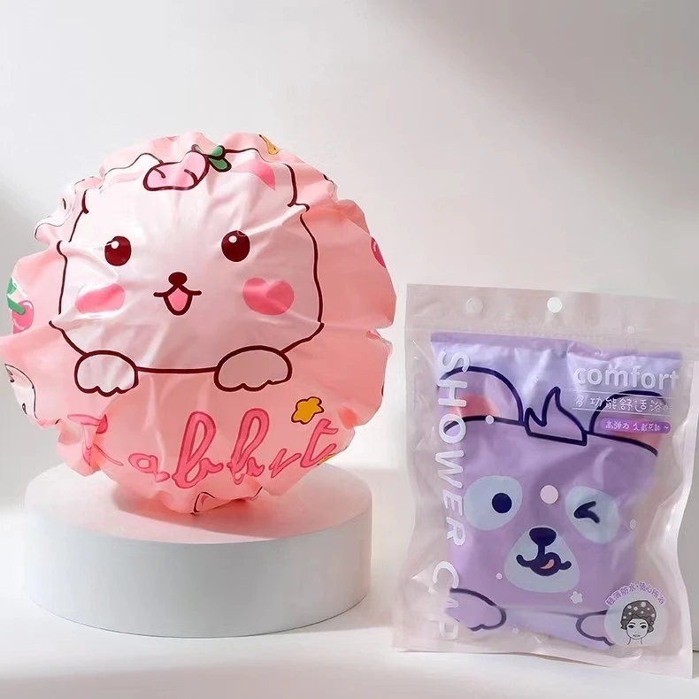 Custom Logo New Trend Bath Cap Cartoon Waterproof high elastic Dry Hair Shower hat Ladies Adult Shower Cap Hair Bonnet SY809