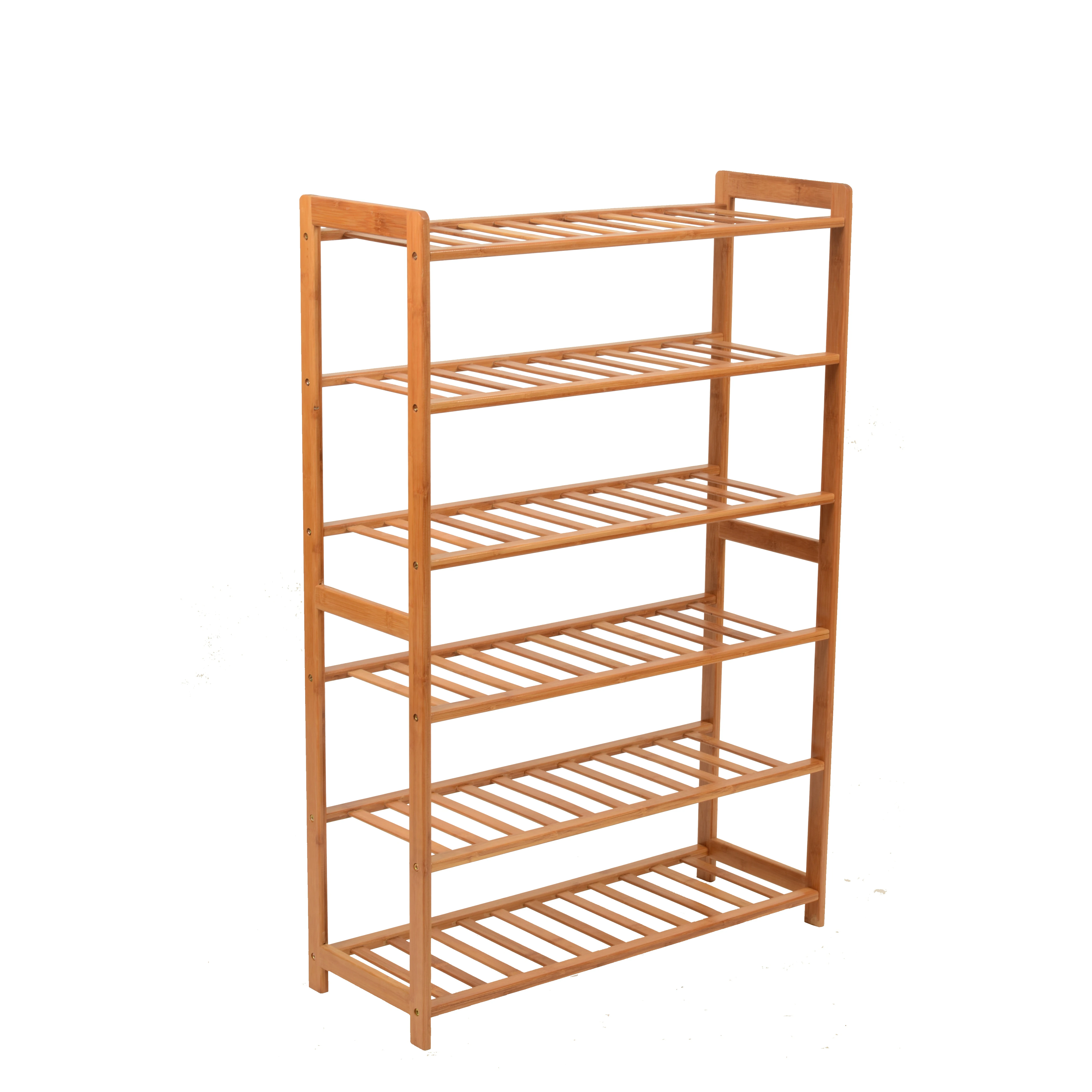 Factory Supply Attractive Price Bamboo Six Layer Home Storage Shoe Racks