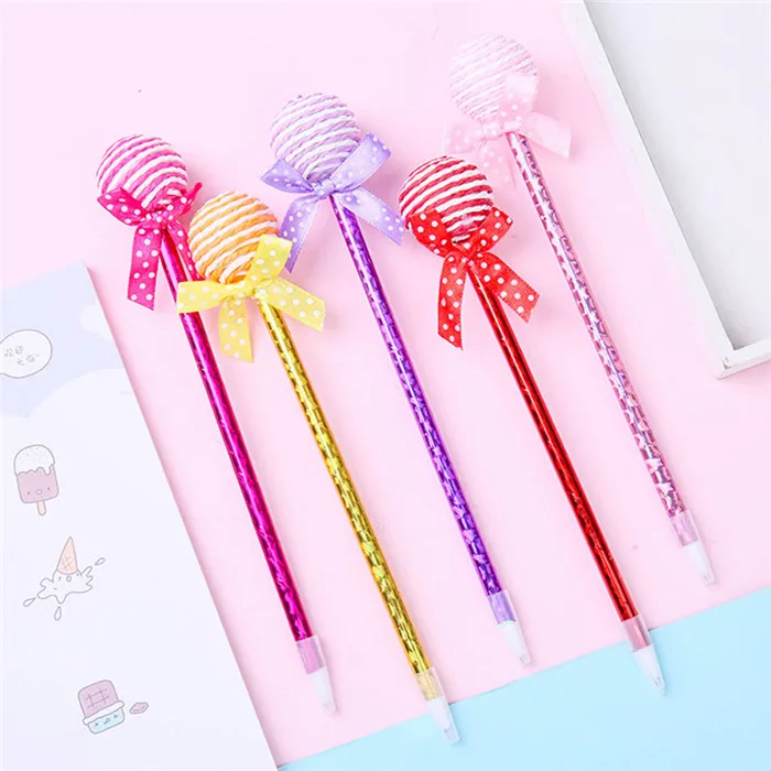kawaii round lollipop bow plastic ballpoint pen