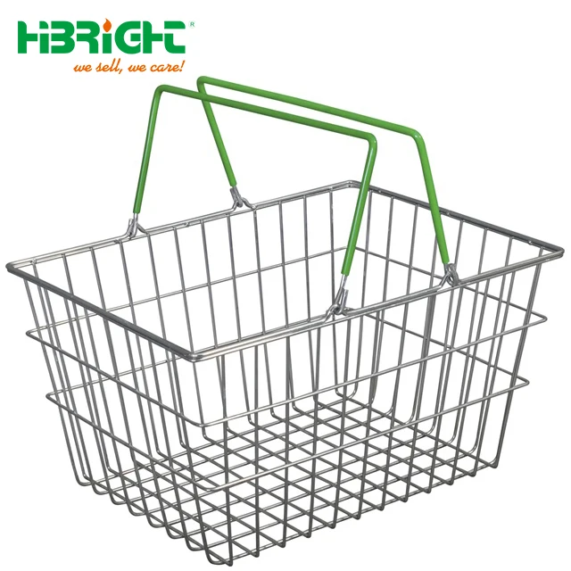 cosmetic shop toy store Chrome Steel Wire Mesh oval Round Shopping Basket with Plastic Tray