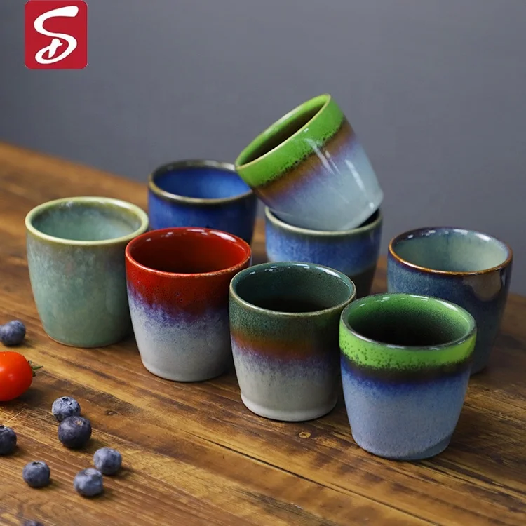 Cute Colorful Reactive Glaze Ceramic Vintage Coffee Cups Japanese Style Porcelain Tea Cup Ceramic Coffee Mug