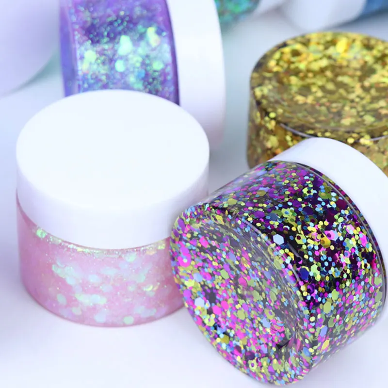 GP 40ml Wholesale safe on skin Face Body Hair Nail Holographic Chunky Glitter Gel
