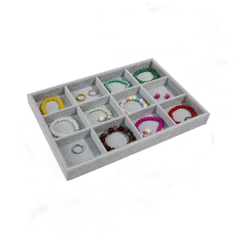 Custom stackable organizer velvet jewelry tray for shop display