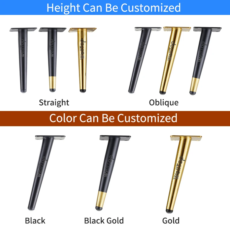 Hot Sale Hardware Accessories Tapered Table Legs 15 25 35cm Chair Legs Metal Oblique Cone Pipe Black Cabinet Legs for Furniture