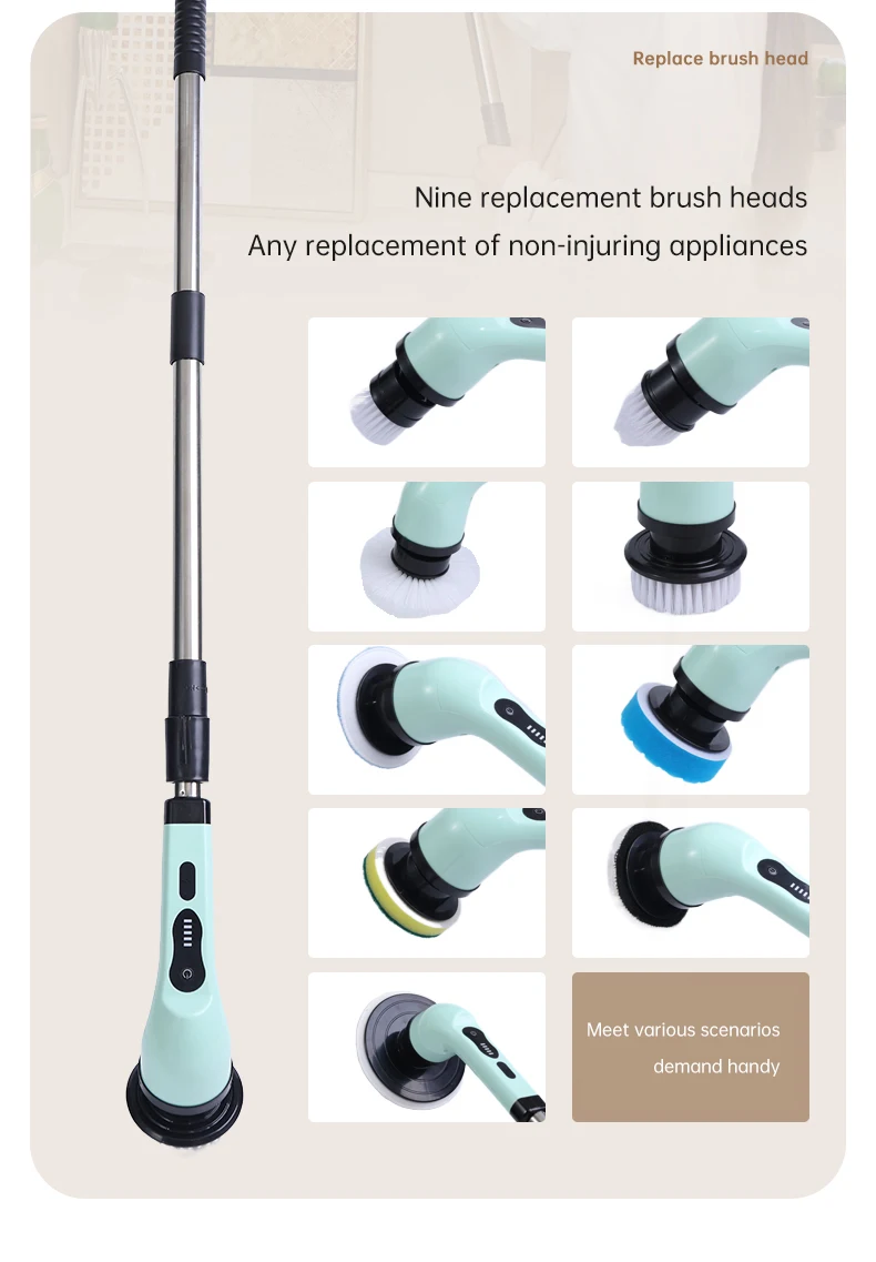Electric Cleaning Brush USB Handheld Rotary Scrubber Power Brush Scrubber For Bathroom