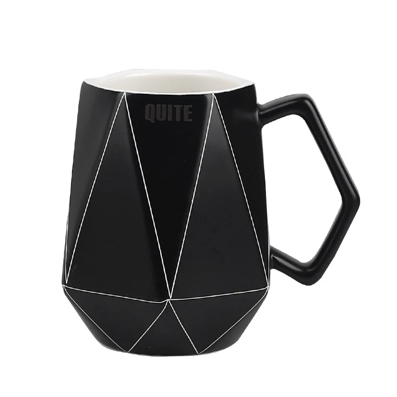 Black and white geometric gold ceramic cup office home bone china coffee milk cup