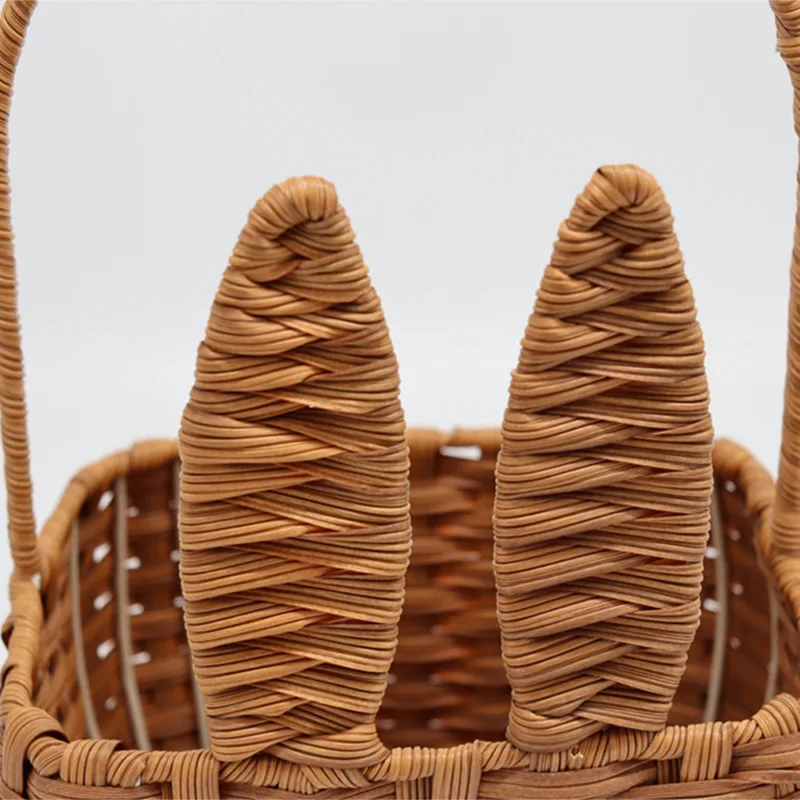 Indoor Outdoor Rabbit Kids Gift Hiking Trip Camping Food Rattan Wicker Picnic Storage Basket Box