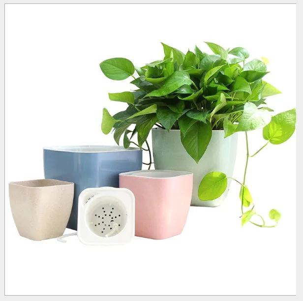 2020 hot sales Lazy Circular Self Watering Absorption Plants fiber plastic Hydroponics Plastic Flower Pot