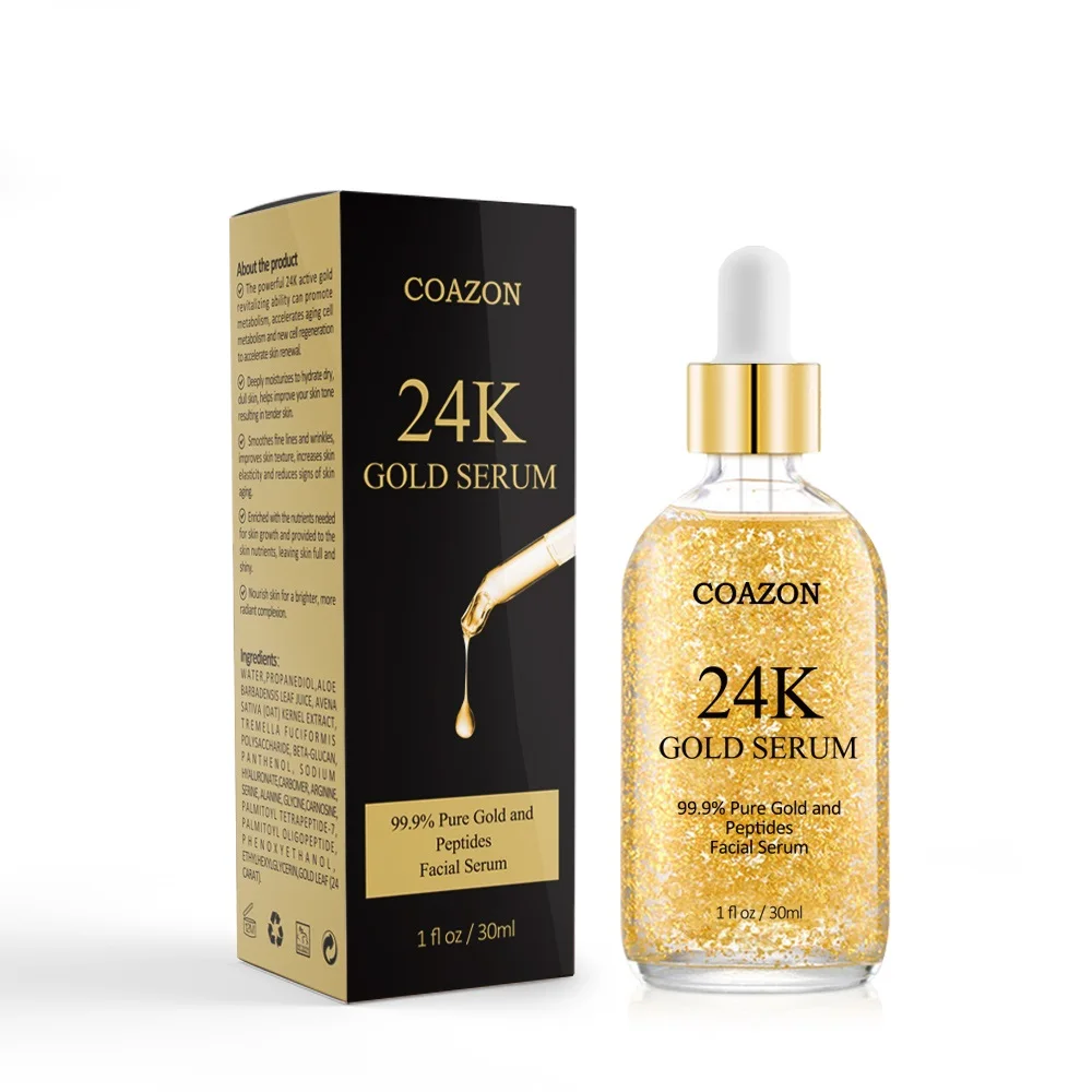OEM custom brand 24K Gold Anti Aging Face Serum Moisturizer Enriched with Vitamin C Serum for Wrinkle Reduction 30ml