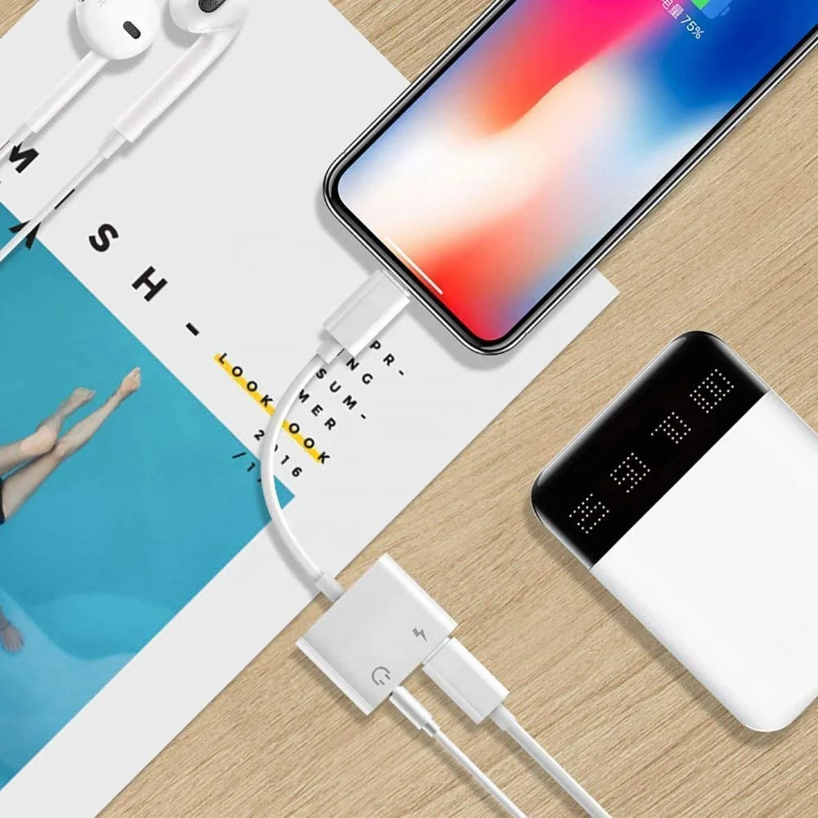 8 Pin Light ning AUX Audio 3.5 mm Jack and Charging Adapter for iPhone and iPad series (With Calling Function)