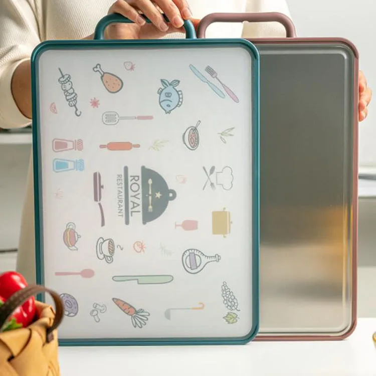 custom logo eco friendly colored green cute cheapest pe pp hdpe large with handle  plastic cutting board set