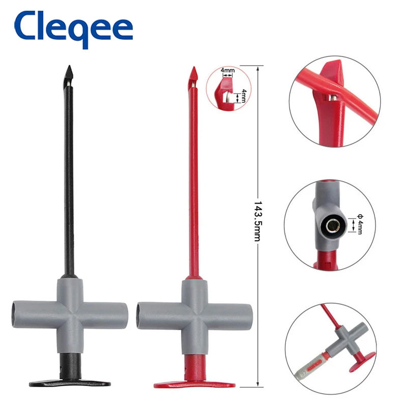 Cleqee P5010 2pcs puncture probe Auto repair multimeter test clip car test tool can connect to 4mm banana plug
