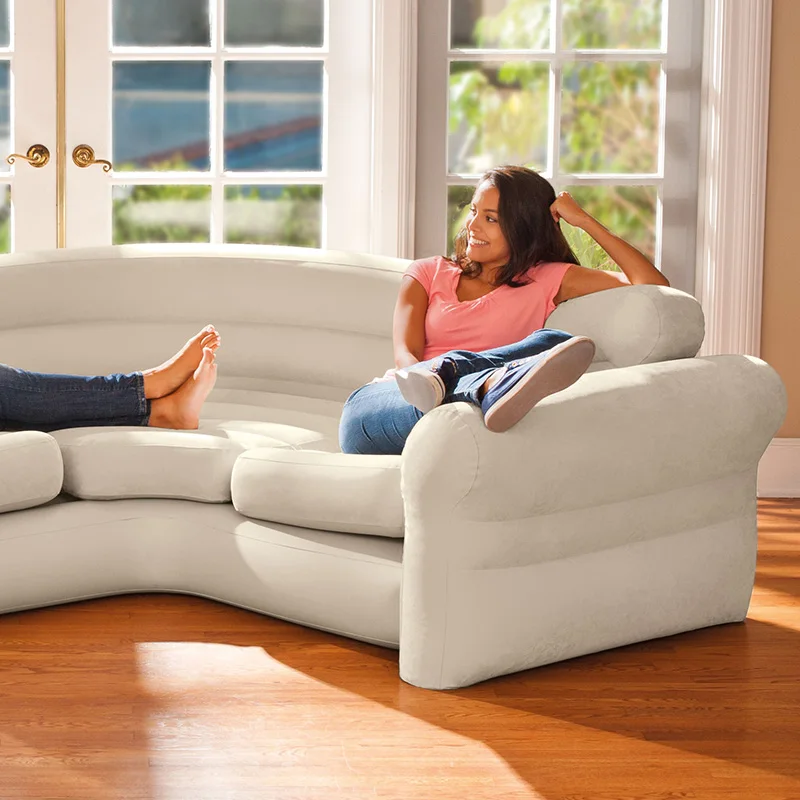 INTEX 68575 Plush Velvet Surface Outdoor Indoor Home Portable Inflatable Furniture Sofa Inflatable Corner Sofa