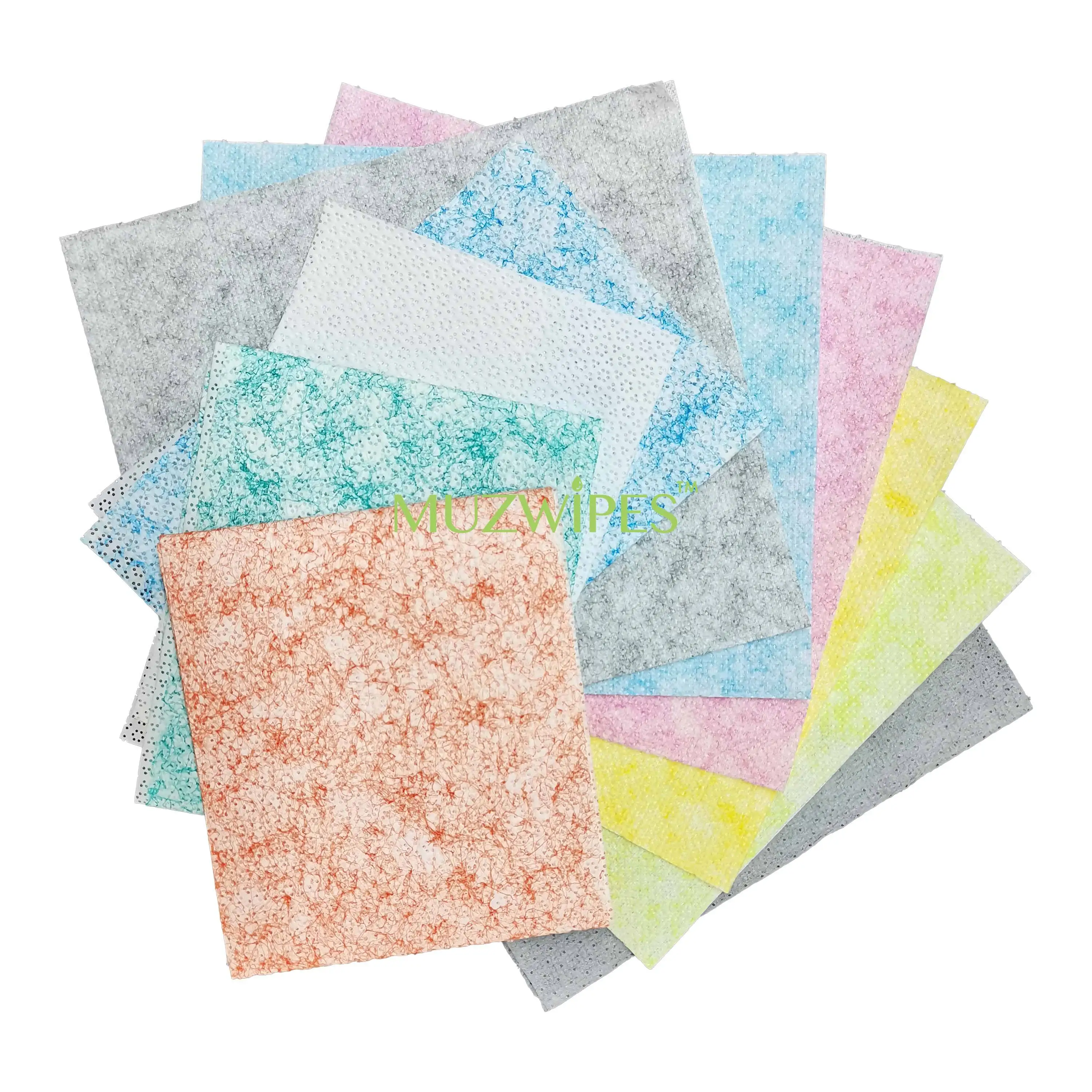 Biodegradable Orange White Embossed Coarse Denier Polypropylene Woodpulp Nonwoven Fabric,