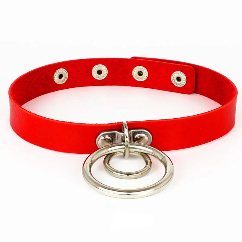 Ожерелье-чокер из искусственной кожи с двойным уплотнительным кольцом и заклепками в готическом стиле панк-рок