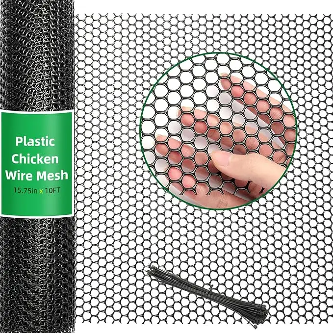 Черная пластиковая сетка для забора курицы с защитой от УФ-излучения шестигранная ограждения садоводства
