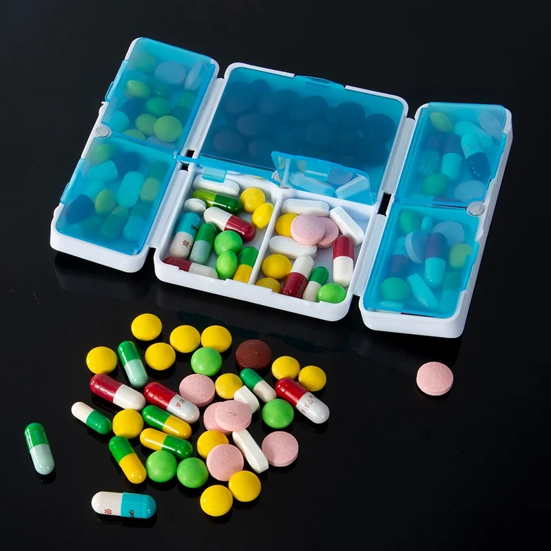 Eco-friendly Portable Mini Pill Box Plastic Weekly 7 Compartment Pill Organizer PP+Magnet Medicine Case Pill Storage Cases