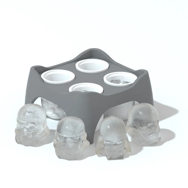 silicone ice cube tray for 4 Cavities Black Warrior Darth vader famous head with stormtrooper head moulds