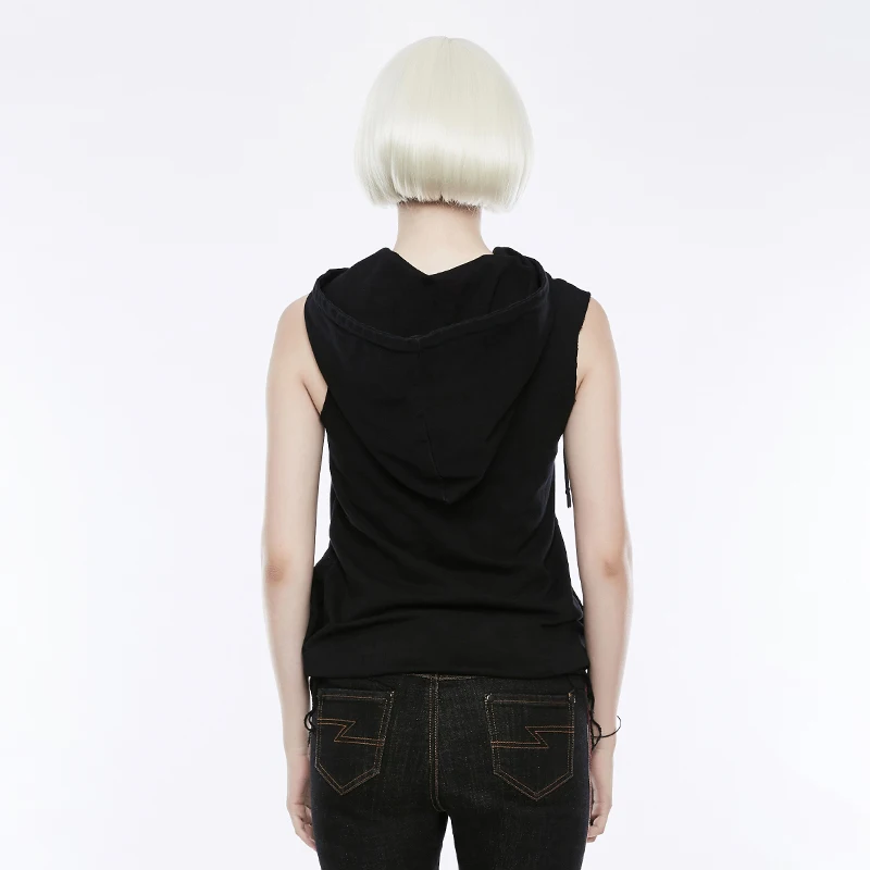 OPT-161 PUNK RAVE young girl summer t-shirt women punk sleeveless hooded t-shirt