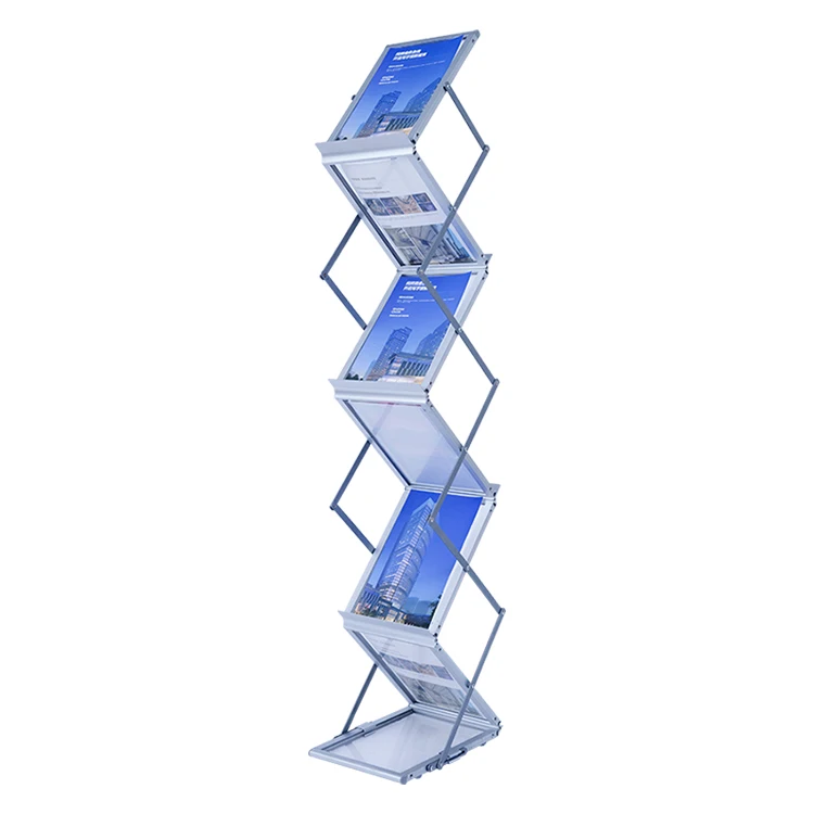 Promotional catalogue aluminum stand acrylic Z shape brochure display stand